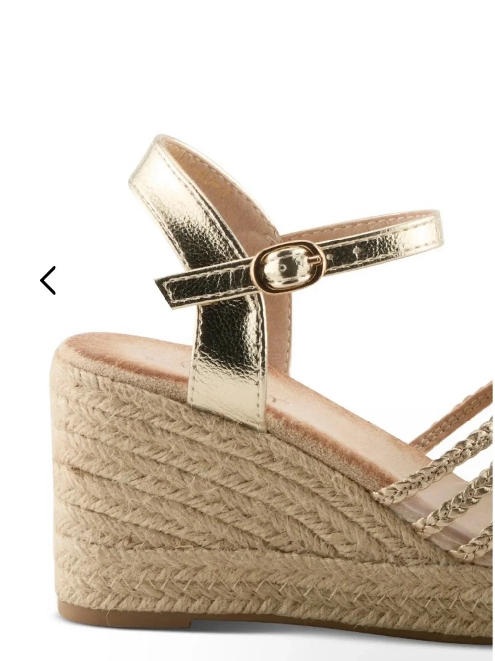 Gold Espadrille Wedge Sandals with Ankle Strap